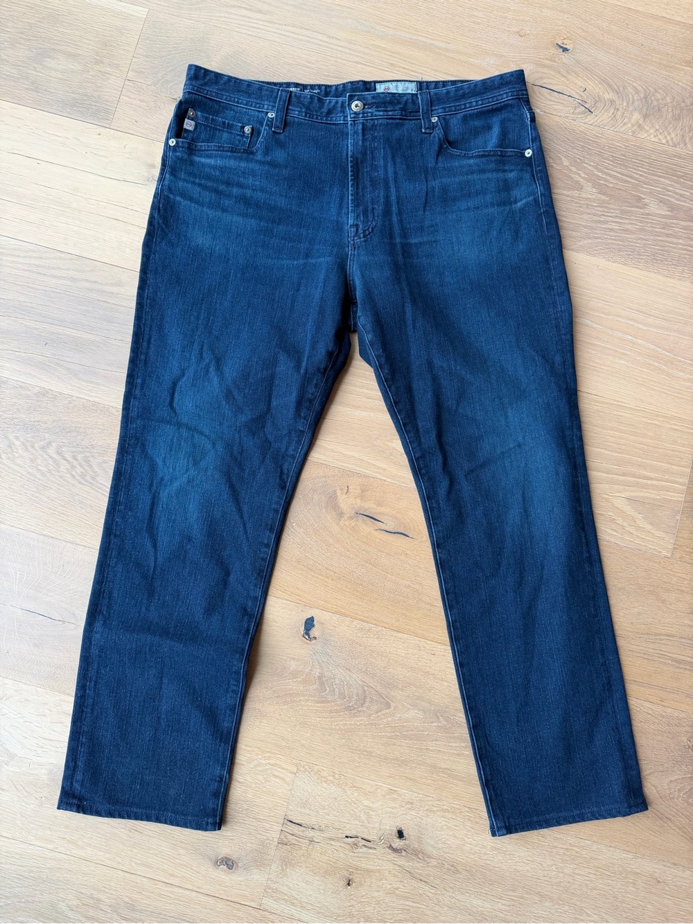 Ag Adriano Goldschmied Everett Denim Straight Jeans in Dark Blue